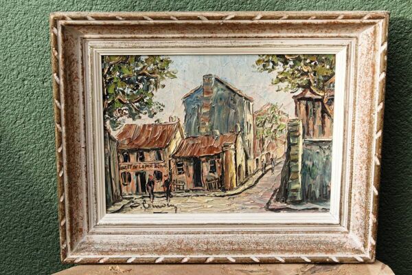 Huile sur toile ''le Lapin Agile'' Montmartre, signée