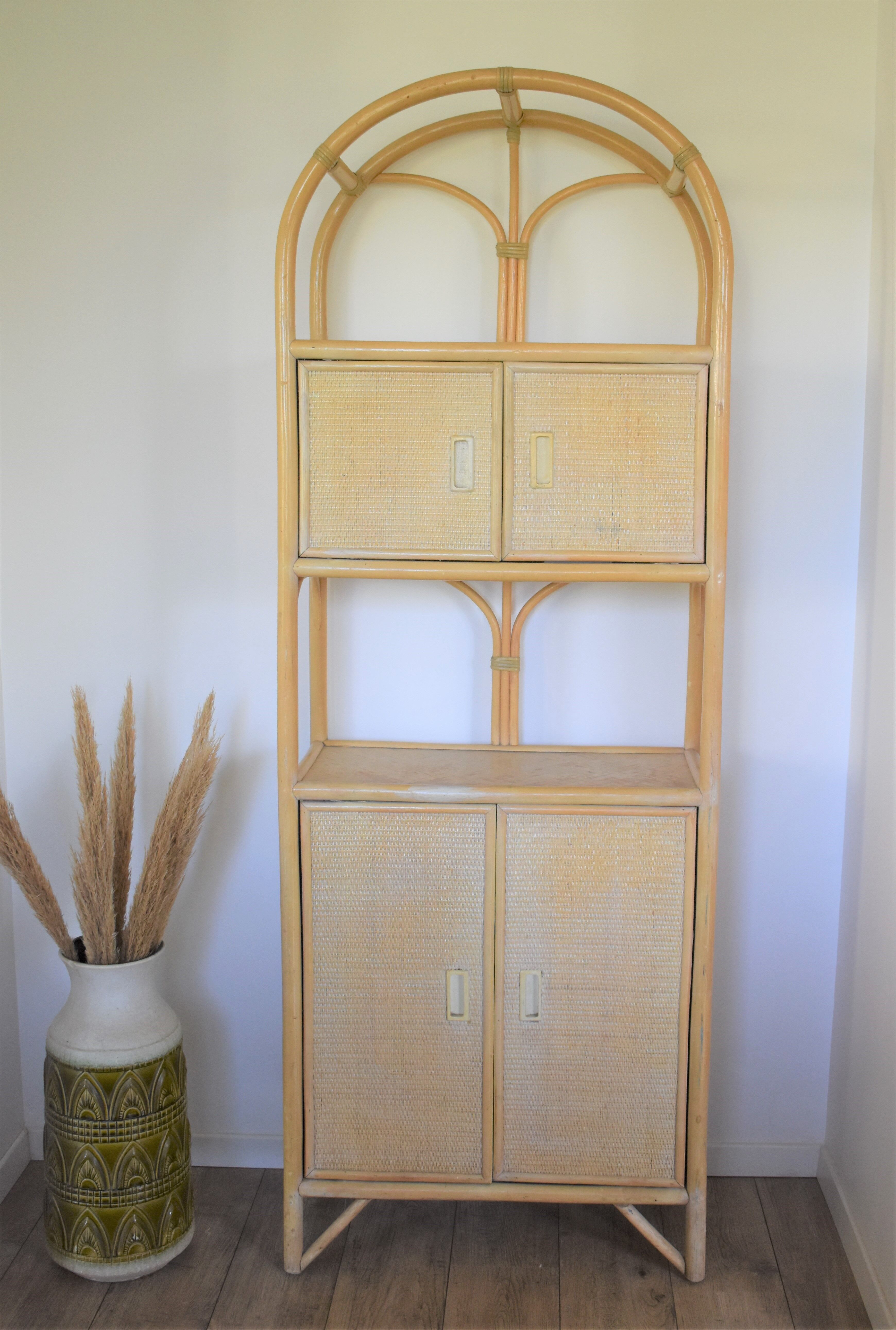 High shelf in vintage rattan