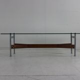 Table basse design des années 60 en palissandre et verre par Rudolf Glatzel pour Fristho