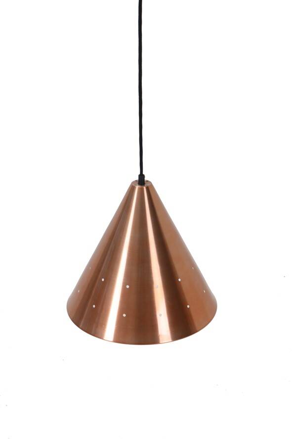 Mid-century cone pendant lamp / copper / aluminium / Danish modern design / 1960s