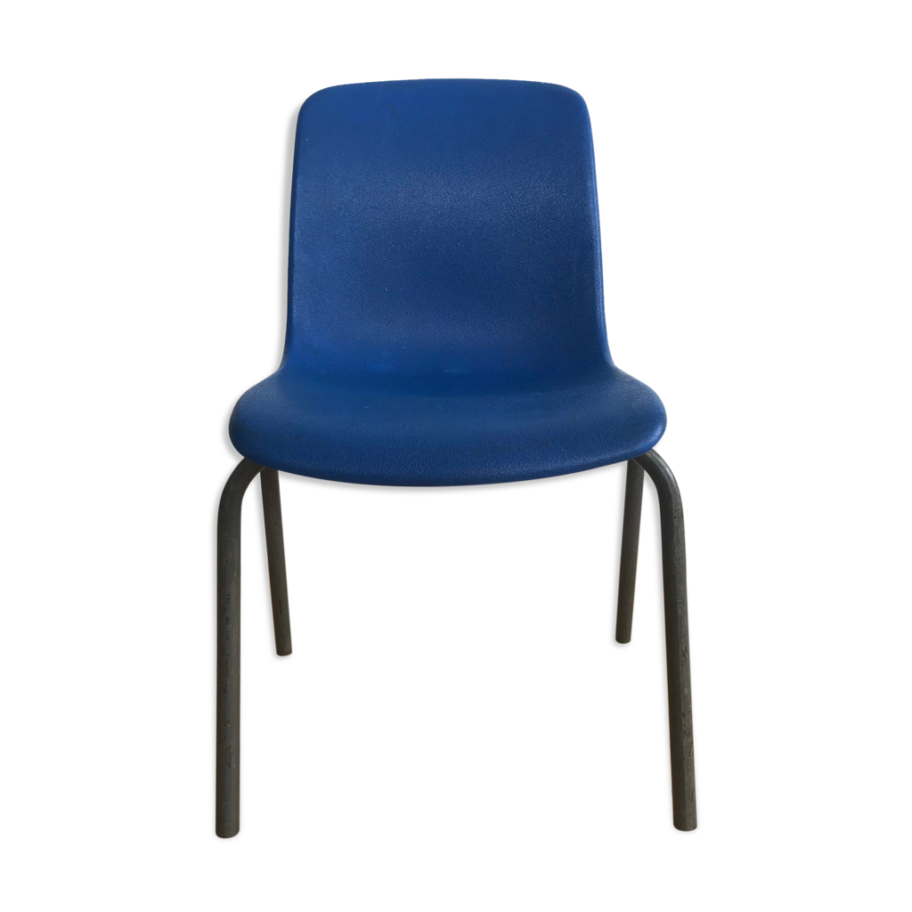 chaise enfant plastique bleu vintage