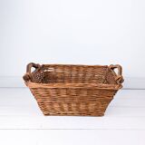 Panier Vintage Anse Rangement Mid Century Panier en osier tressé brun rougeArtisanat Hygge Skandi Sc