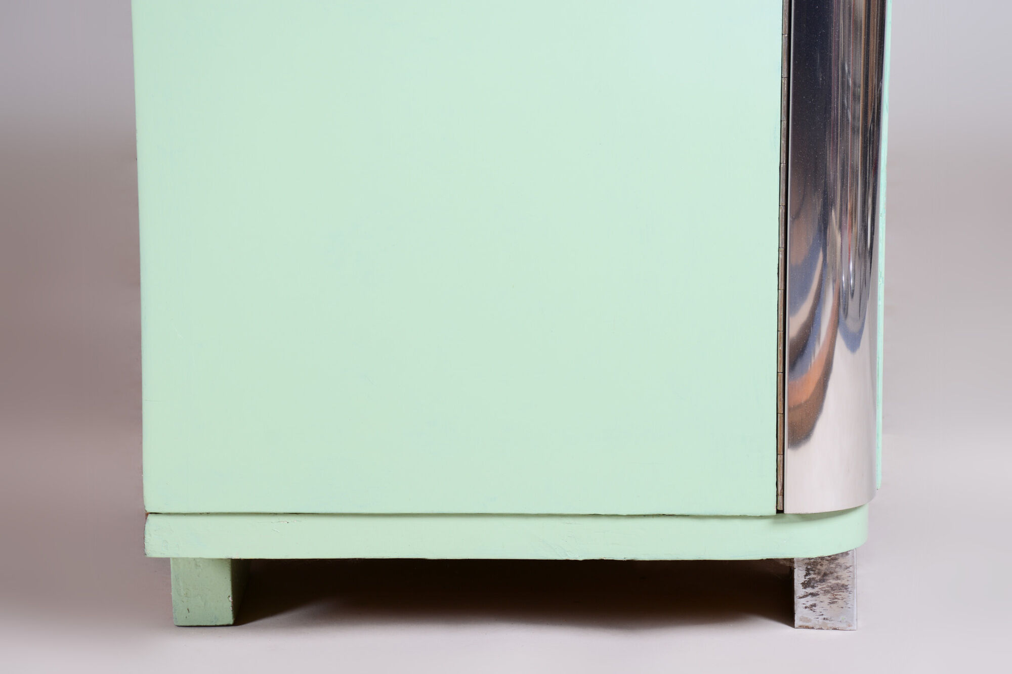 Turquoise Bauhaus three door wardrobe made in 1930s Czechia by Vichr a spol.
