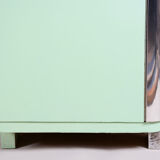 Turquoise Bauhaus three door wardrobe made in 1930s Czechia by Vichr a spol.