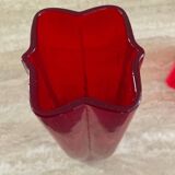 Duo of vintage glass paste vases