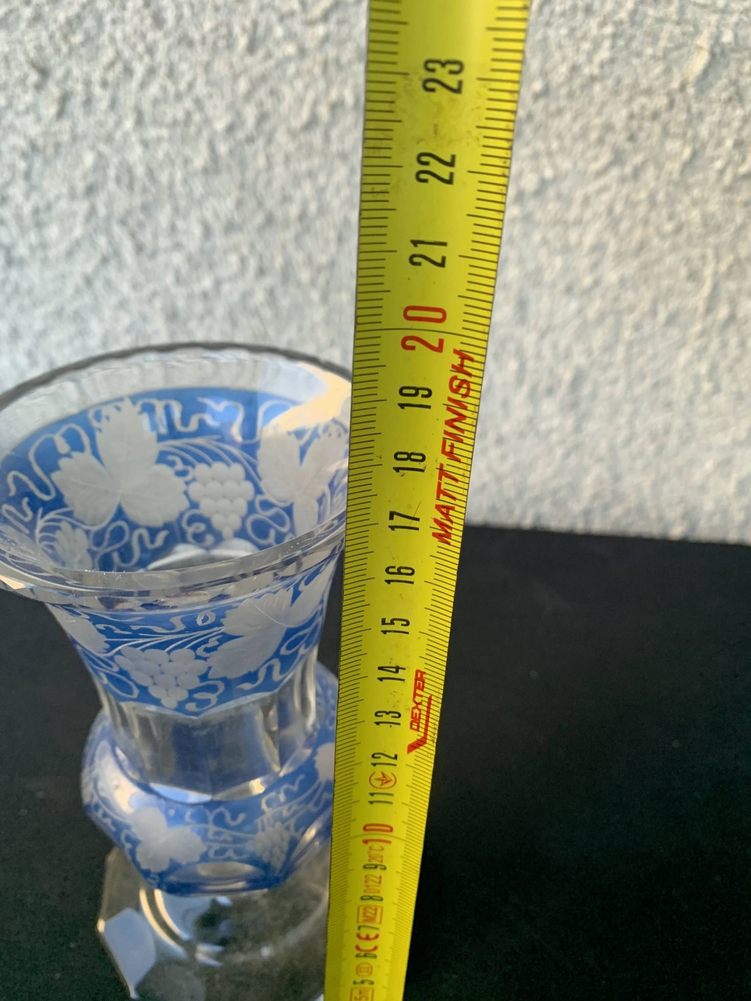 blue crystal vase medici shape