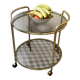 Vintage gold glass table on wheels