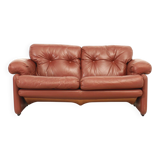 Coronado two-seater sofa by Tobia Scarpa in cognac leather, 1969