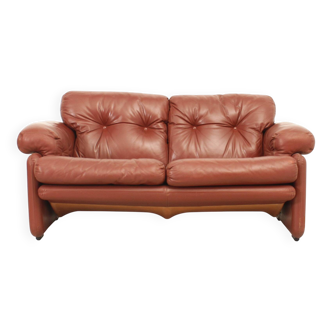 Coronado two-seater sofa by Tobia Scarpa in cognac leather, 1969