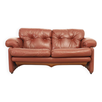 Coronado two-seater sofa by Tobia Scarpa in cognac leather, 1969