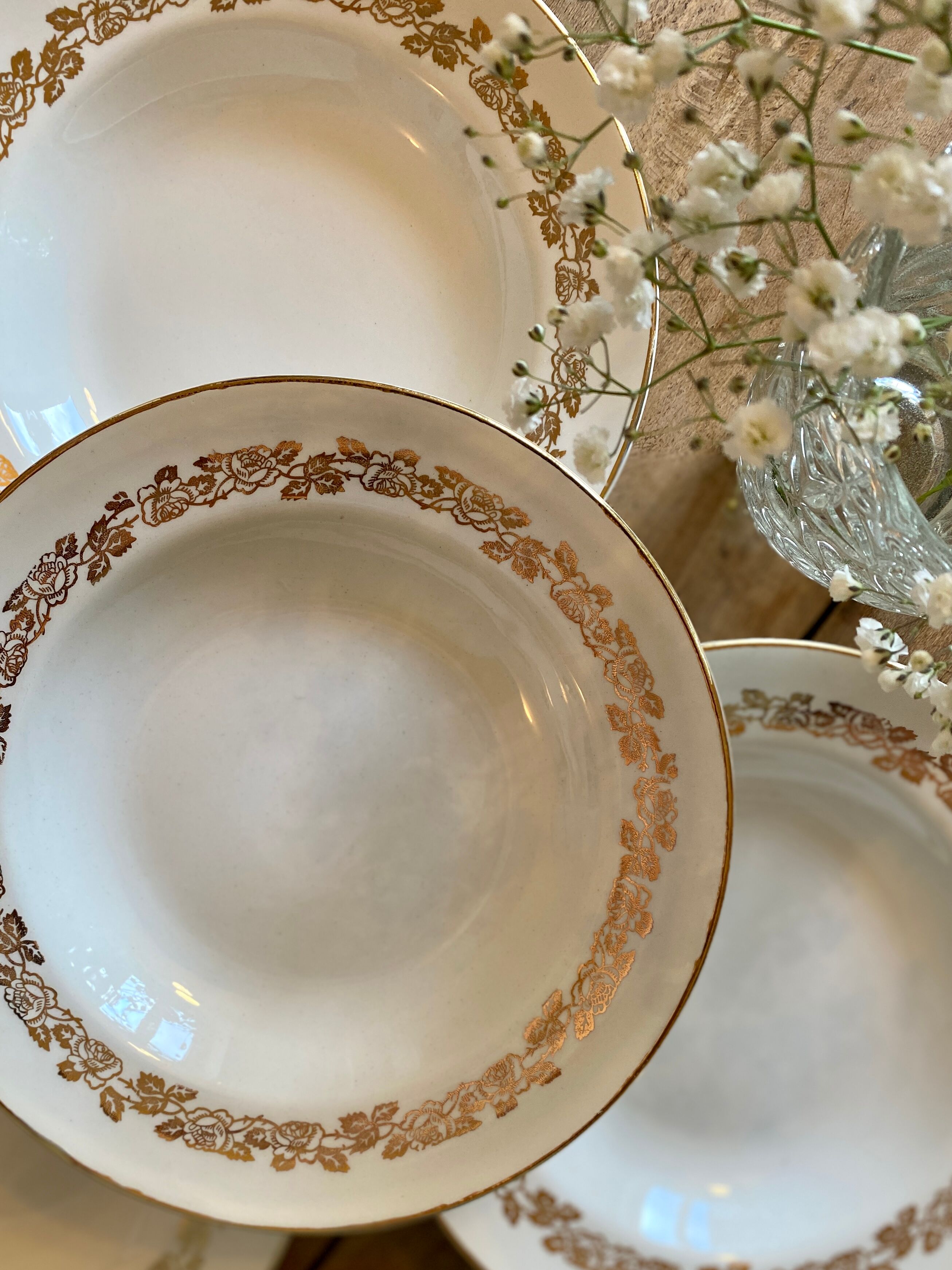 Set of 6 vintage hollow plates Moulin des Loups