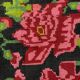 Tapis en laine roumaine tissé à la main avec fleurs roses sur fond noir