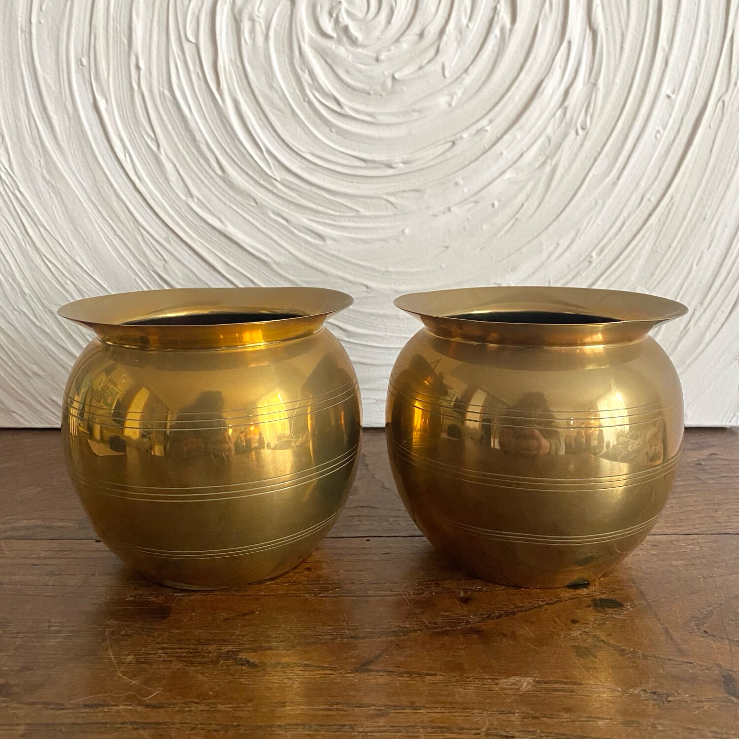 Paire de cache pots en laiton 