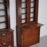 Paire d'armoires / vitrines d'apothicaire en chêne hollandais antiques Art Nouveau vers 1904