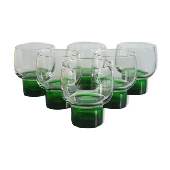 Suite of six aperitif glasses