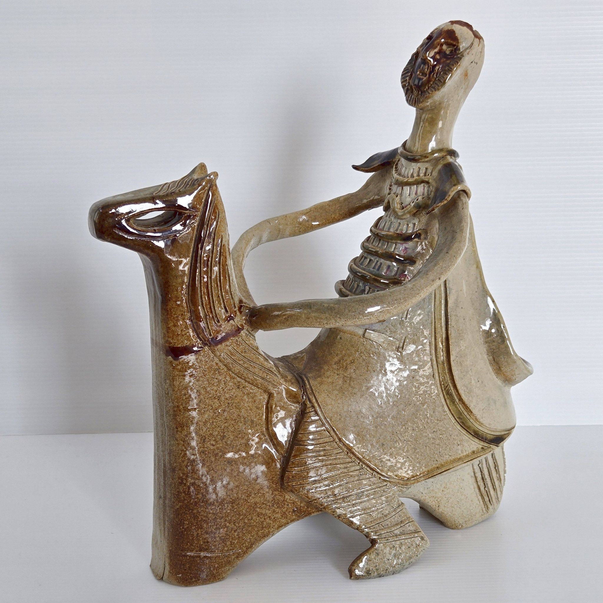 Cavalier en grès vintage, 1970