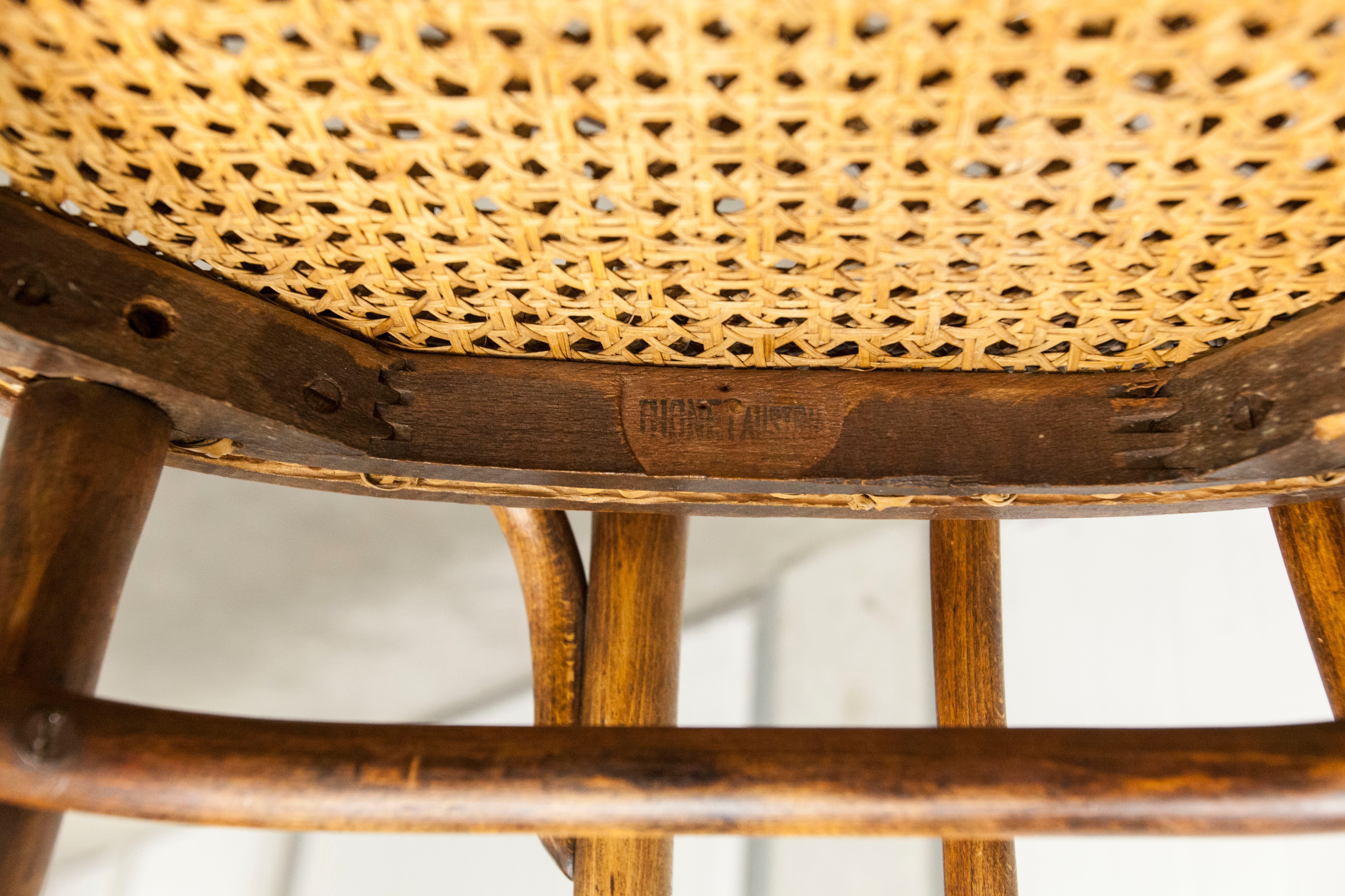 Pair of chairs bistrot Thonet Austria 1900 canning stamped