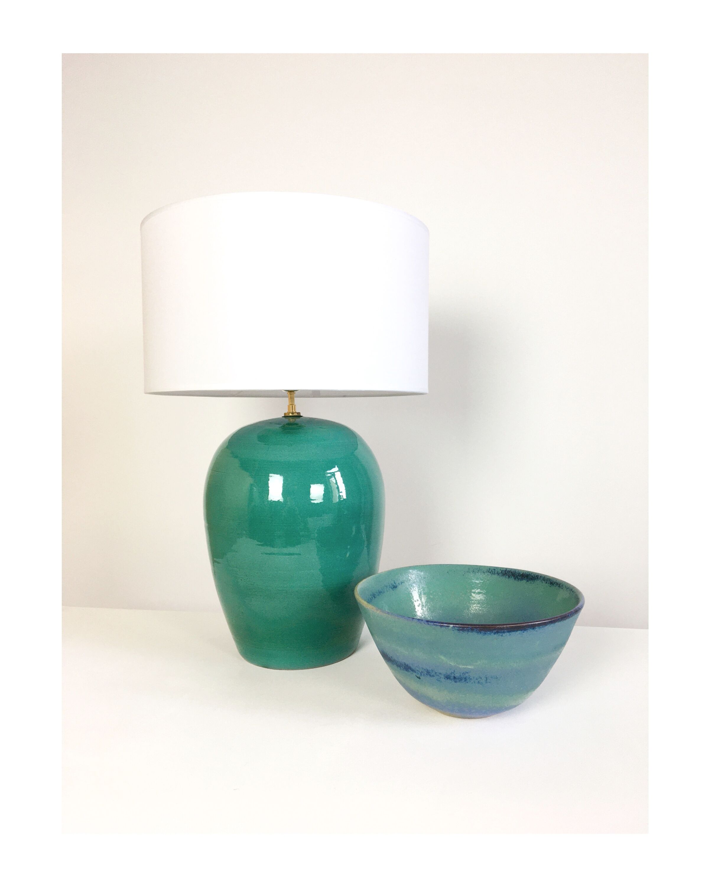 Vintage enamelled ceramic lamp