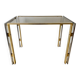 Side table, end of sofa in smoked glass and metal, 70s.
