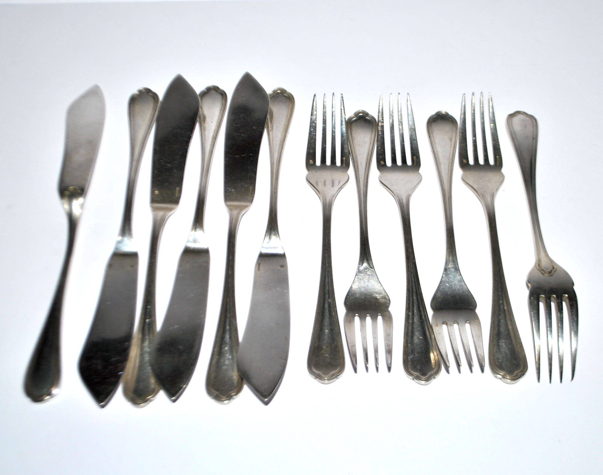 Christofle Spatours 12-piece fish cutlery set: 6 forks + 6 fillet knives