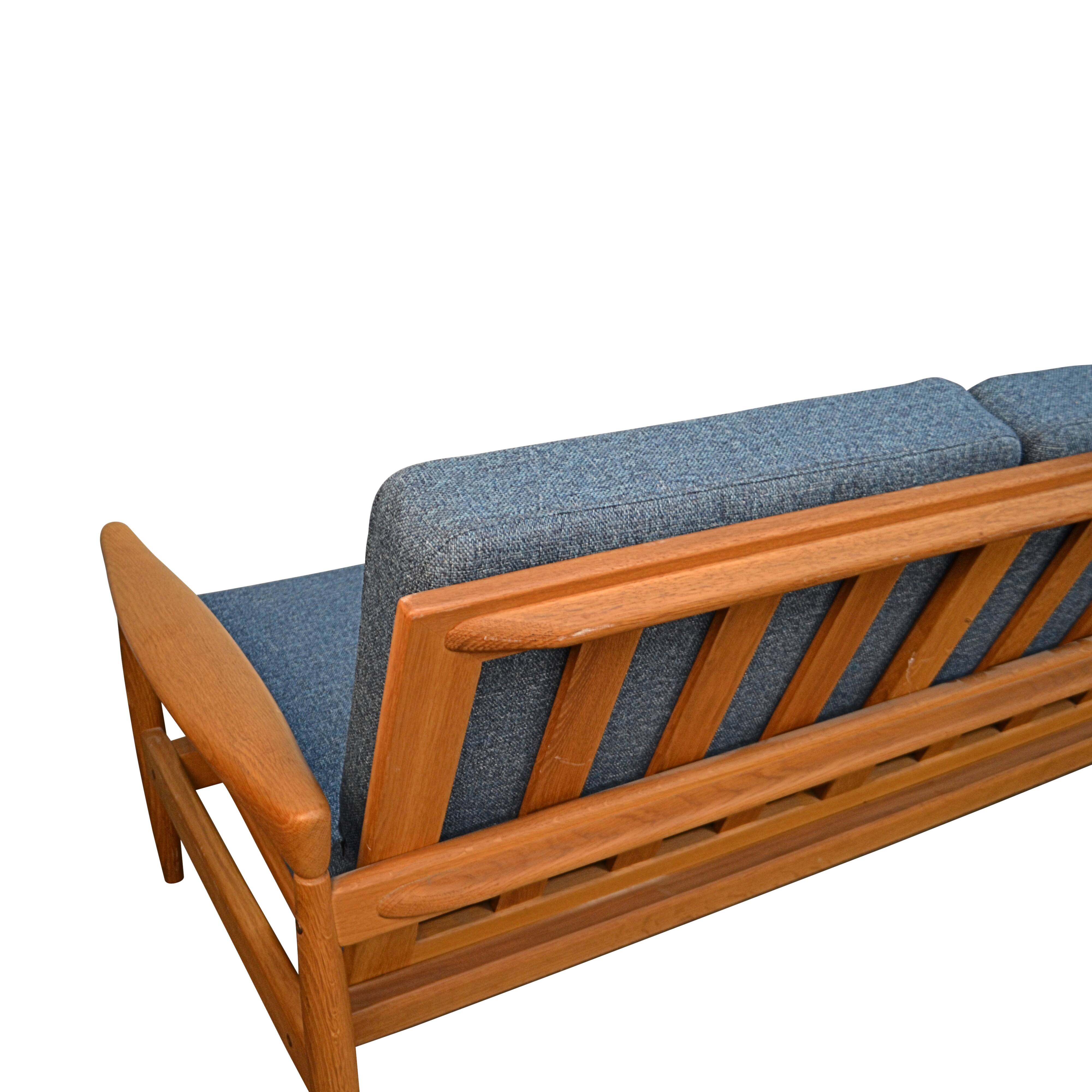 Vintage swedish design erik wørts oak 3-seater sofa