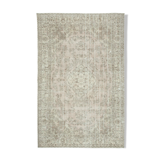 Handmade vintage oriental beige carpet 202 cm x 308 cm
