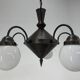Art deco metal and milk glass chandelier, 1930's