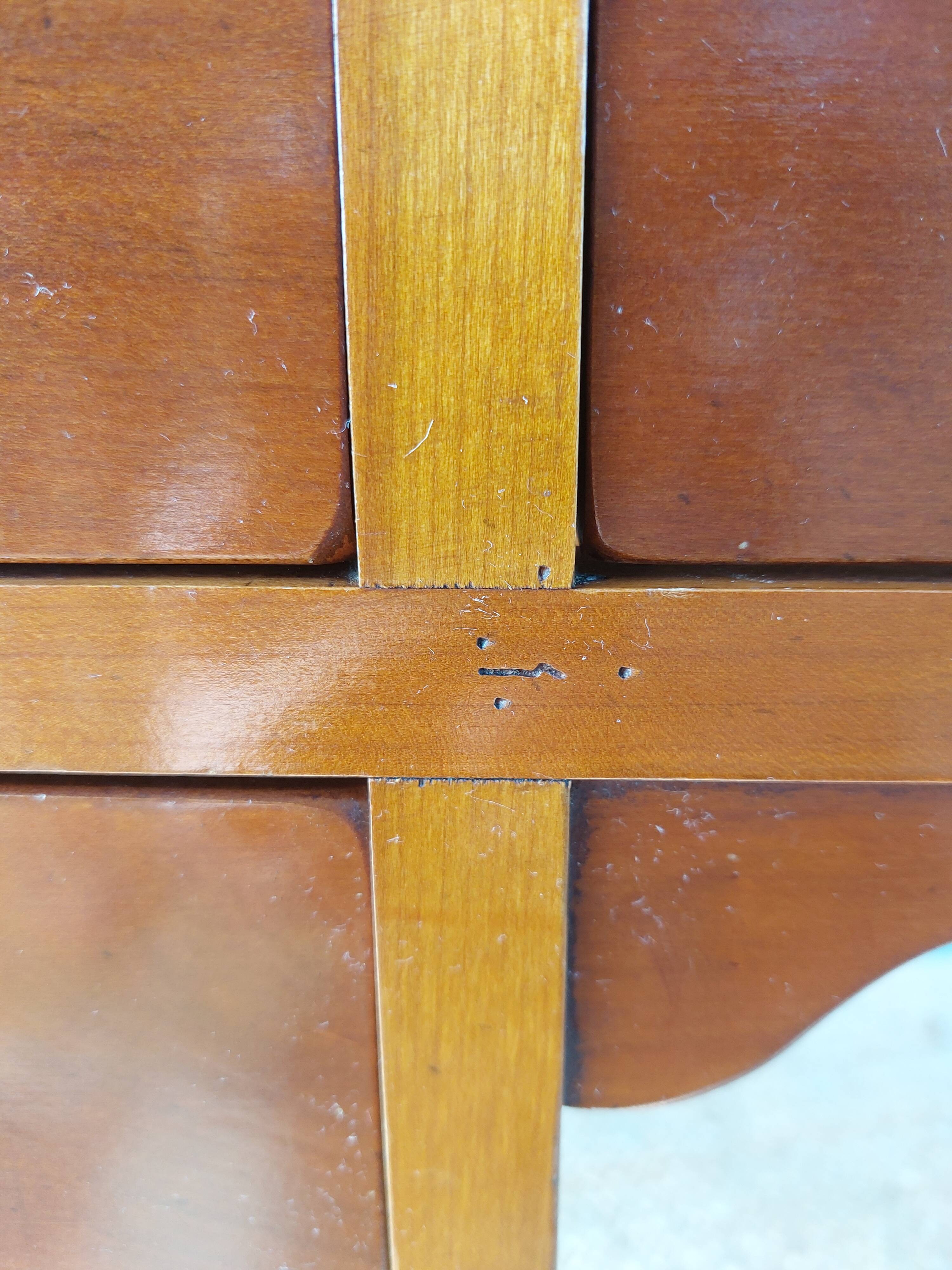 Desk, black leather top