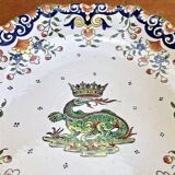 Ancien plat coupe à fruits  Desvres Rouen modèle Blois François 1er