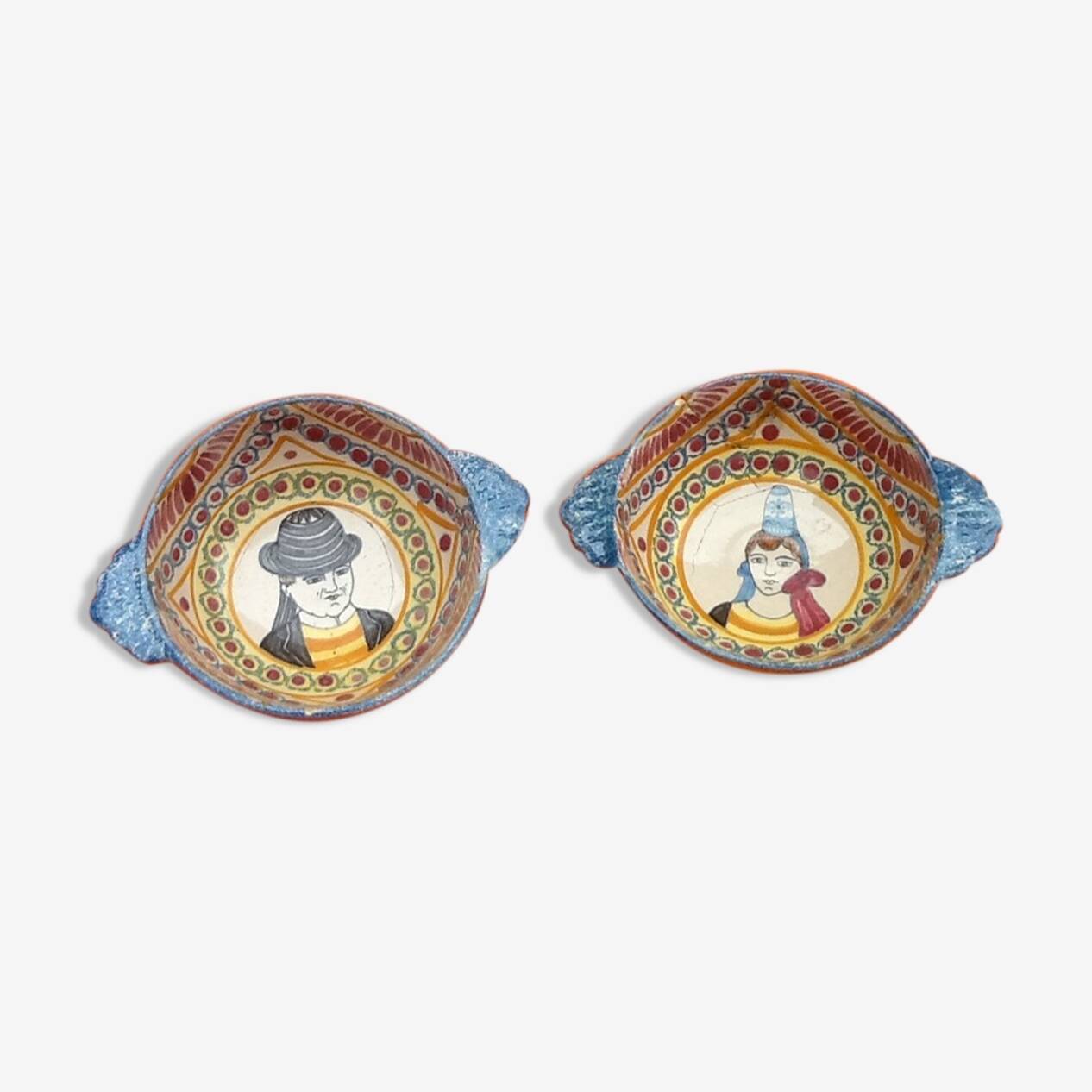 2 old ear bowls Faience from Quimper Henriot Quimper