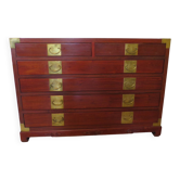 Rare vintage commode esprit marine acajou bois massif 6 tiroirs