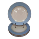 Set of 6 flat plates l'Amandinoise blue and gold outline 7885