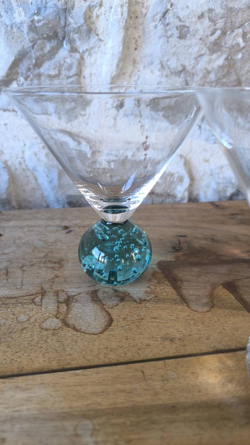 Set of 6 postmodern bubble glass cocktail glasses