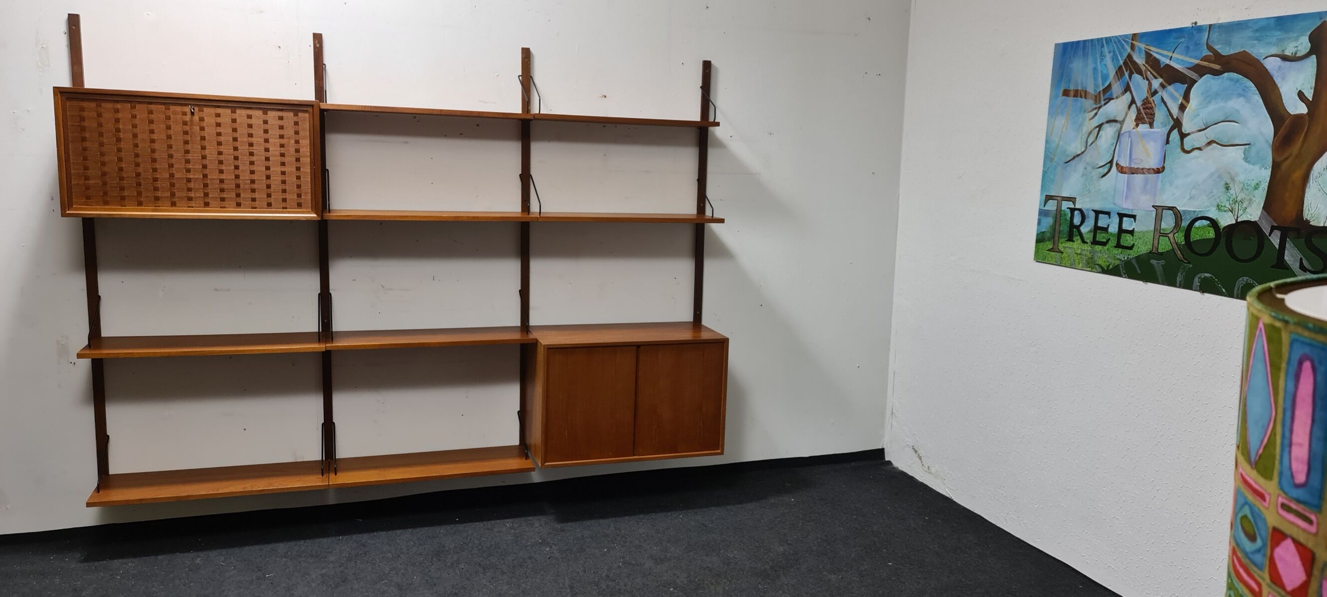 Bibliothèque murale en teck vintage