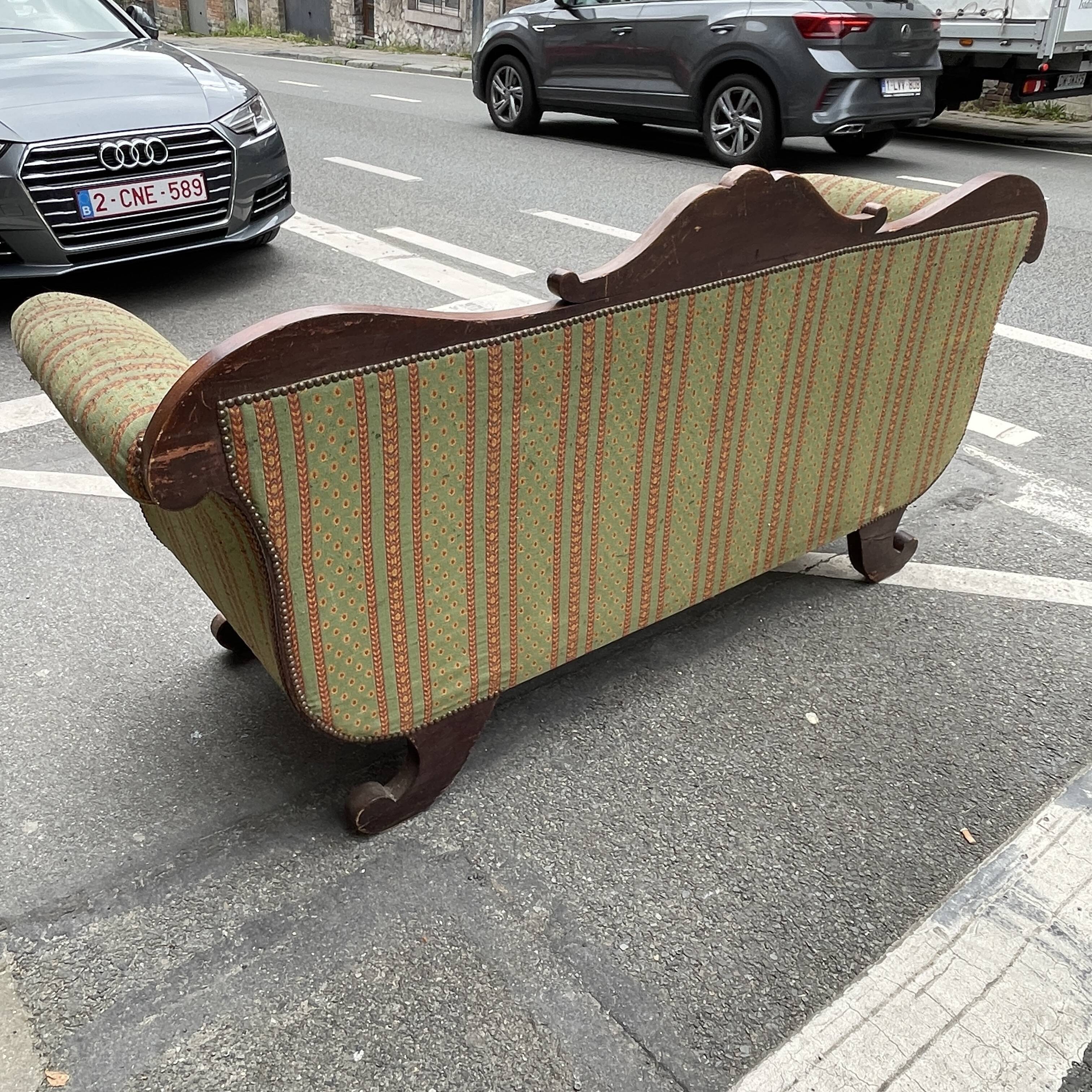 Antique Charles X style 'Gondola' type sofa to be restored, 19th century