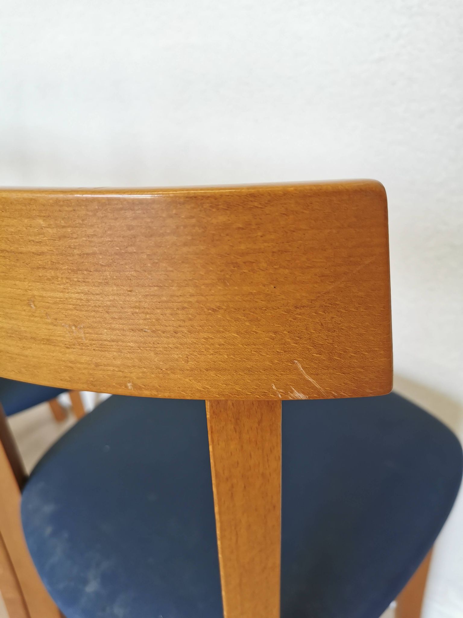 Set of 4 Calligaris Dining Chairs: Mid-Century Italian Design, Blue Fabric