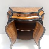 Armoire en hêtre noirci et racine de noyer avec plateau en verre, Brianza, Italie