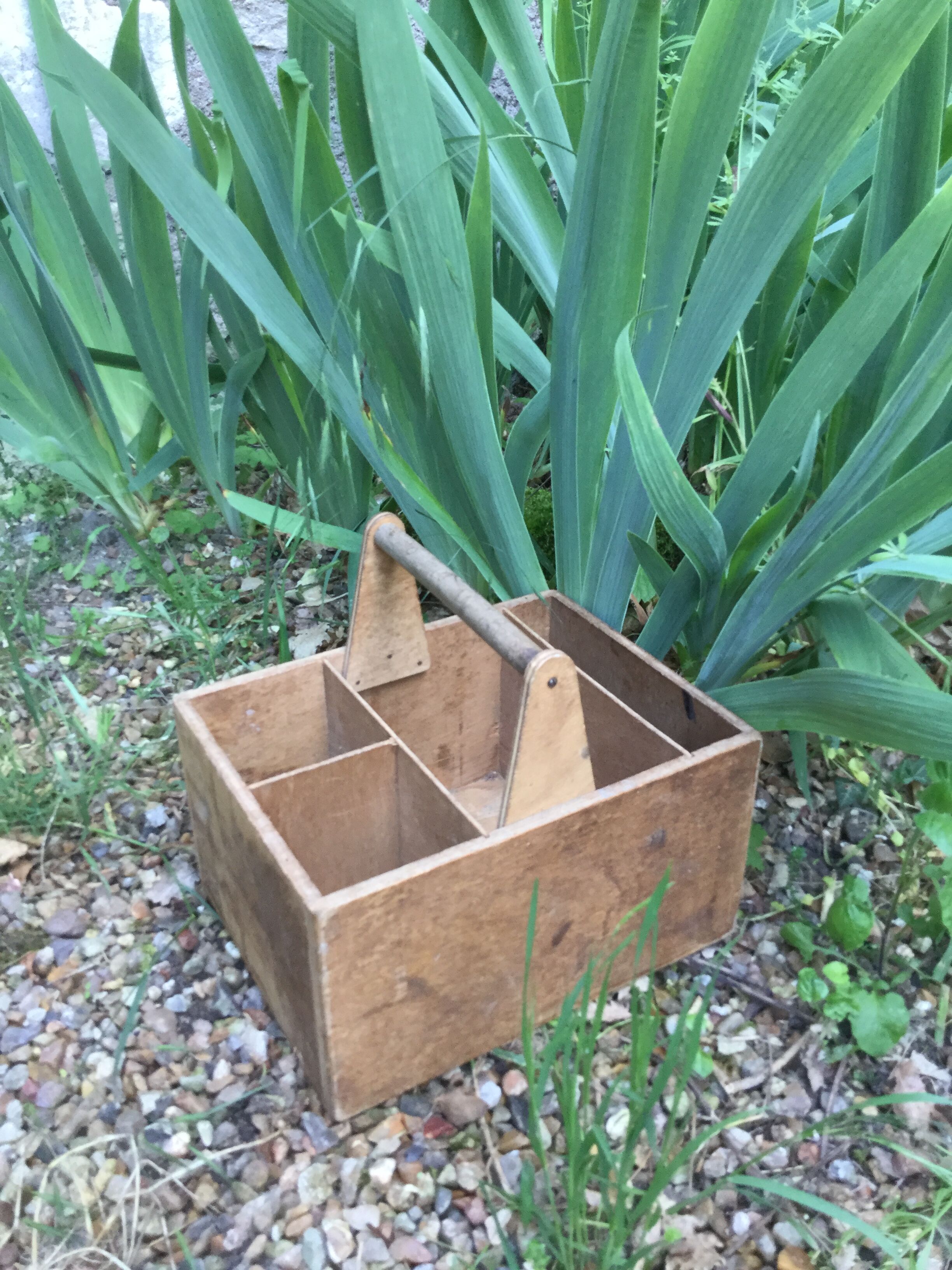 Storage basket the 1950s vintage wooden