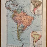 Old map of South America (political) from 1945