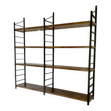 Vintage wall-mounted bookcase shelves in Rio rosewood