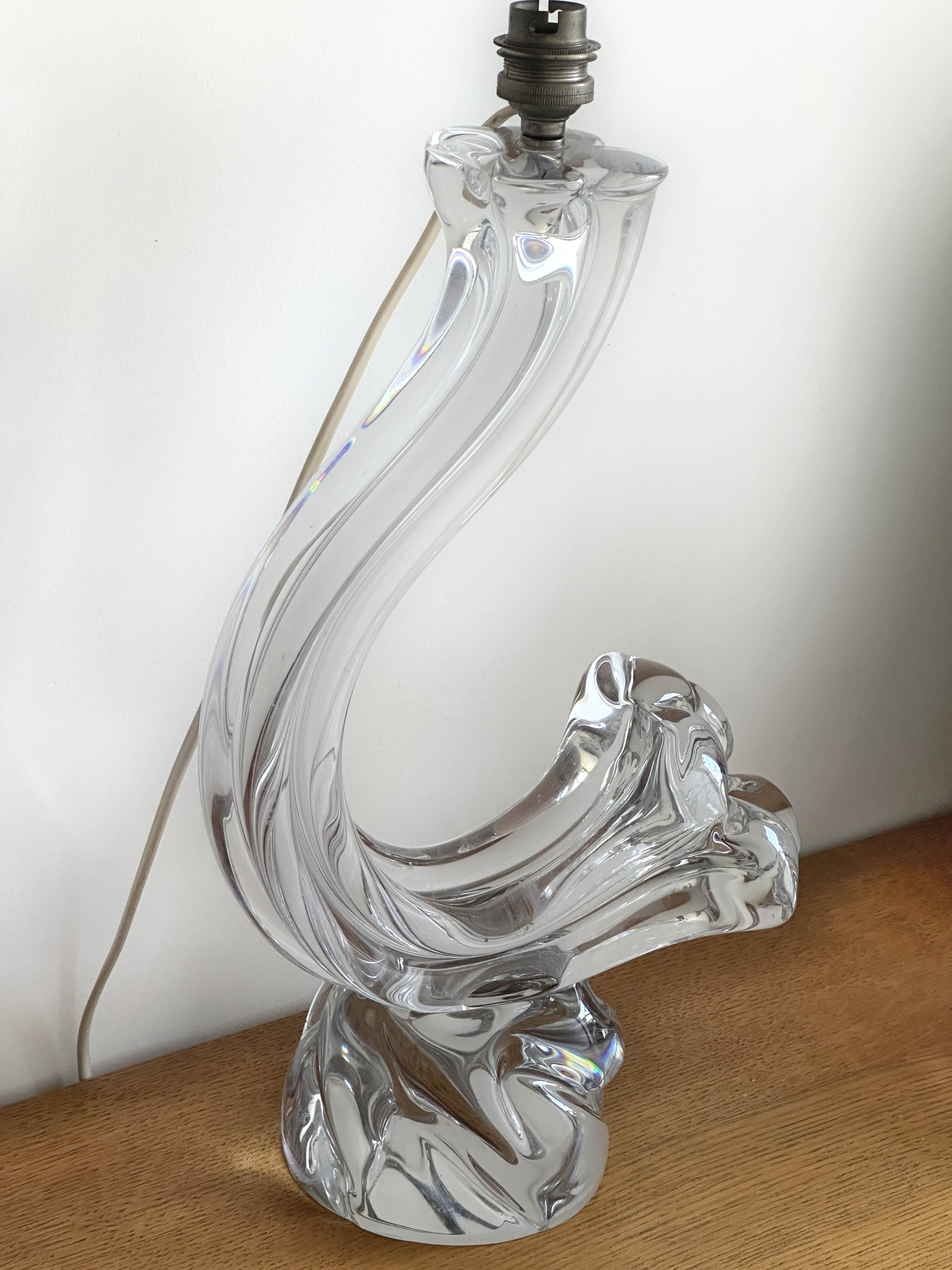 Impressive XXL crystal table lamp signed Daum France - Height 42 cm