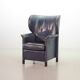 Wittmann Petrol Soft Leather Wing Chair Designed Model Aura  by Paolo Piva