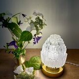 Vintage globe table lamp in half frosted, half transparent glass