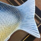 grand plat céramique barbotne en forme de poisson