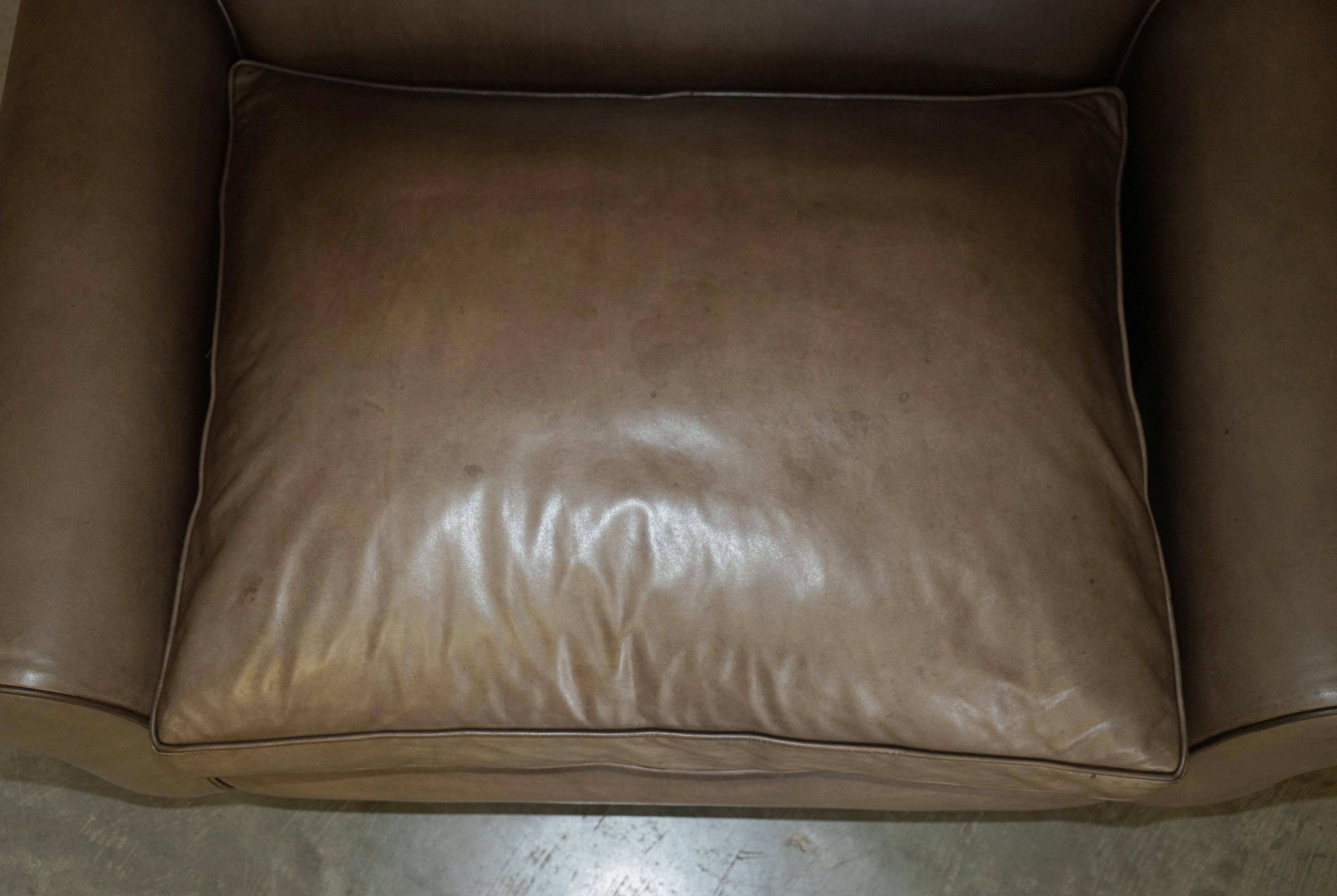 Large leather loveseat by Terence Conran
