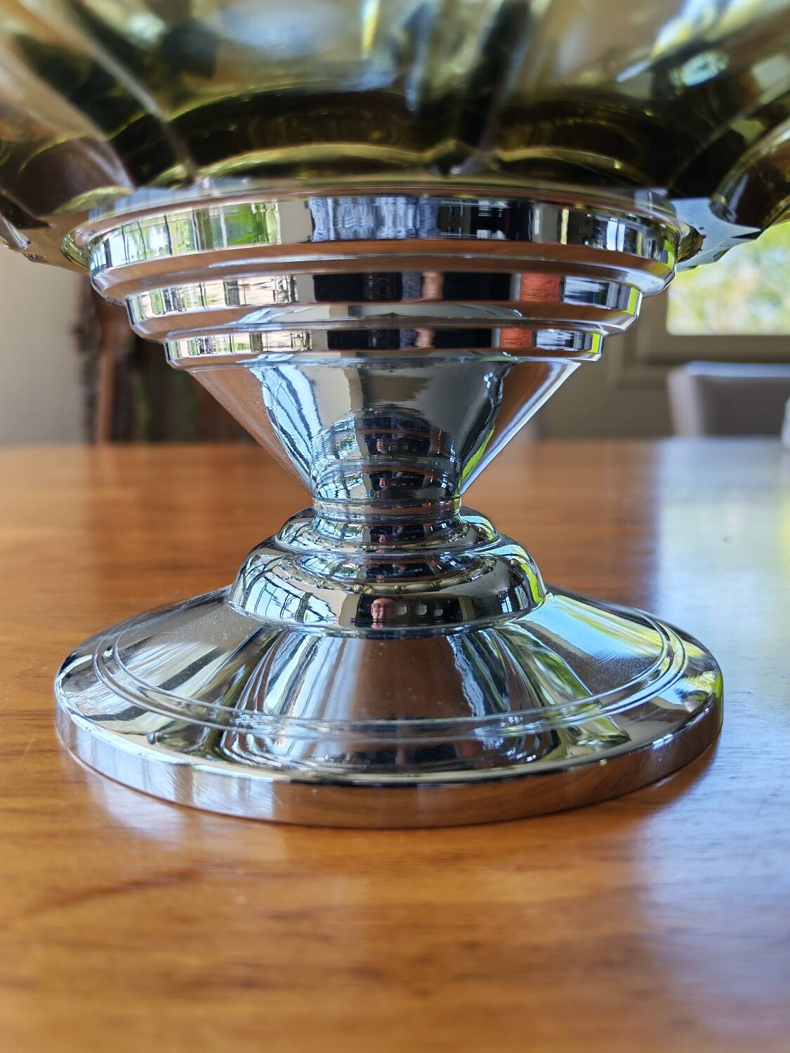 Coupe art déco en verre et métal chromé
