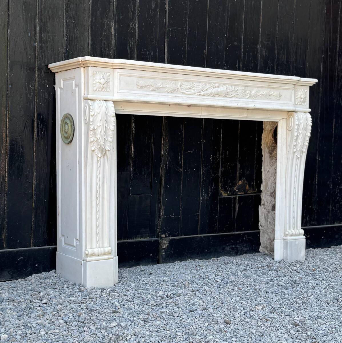 Louis XVI Style Fireplace in Carrara Marble Circa 1880