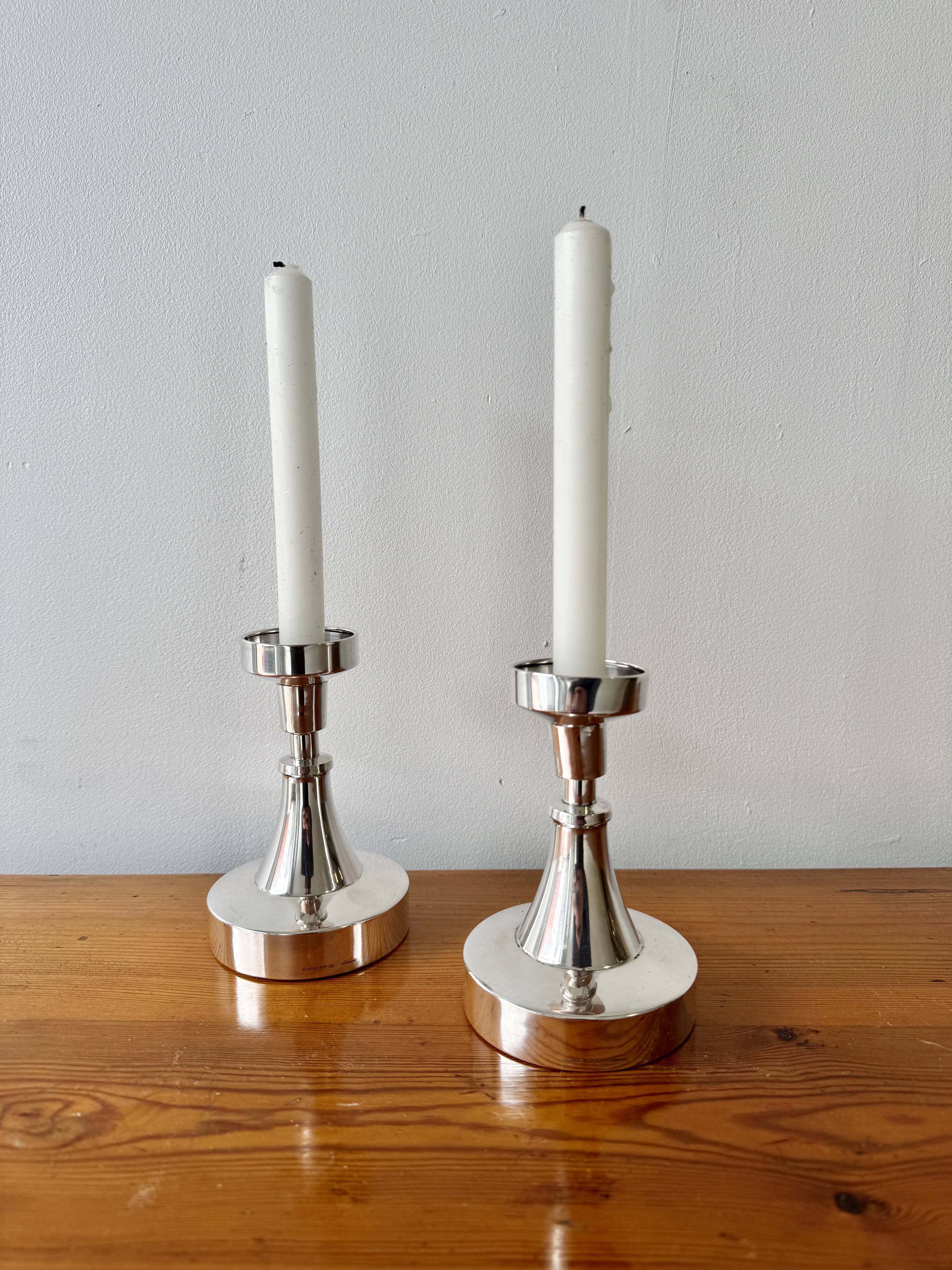 Vintage Pair of Silver Candlesticks by Löfman