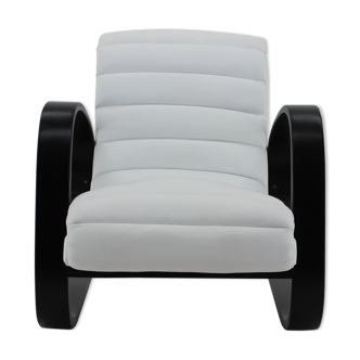 Fauteuil en cuir blanc, Miroslav Navratil, 1930s