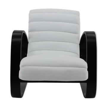 Fauteuil en cuir blanc, Miroslav Navratil, 1930s